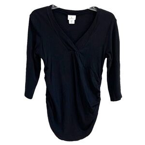 Oh Baby By Motherhood Black Maternity V-Neck Shirt Size Medium